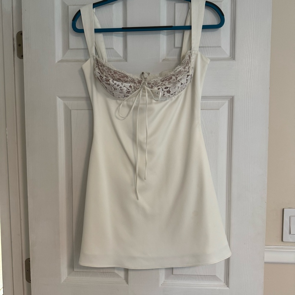 House of CB  Adriana Satin and Lace Mini Dress